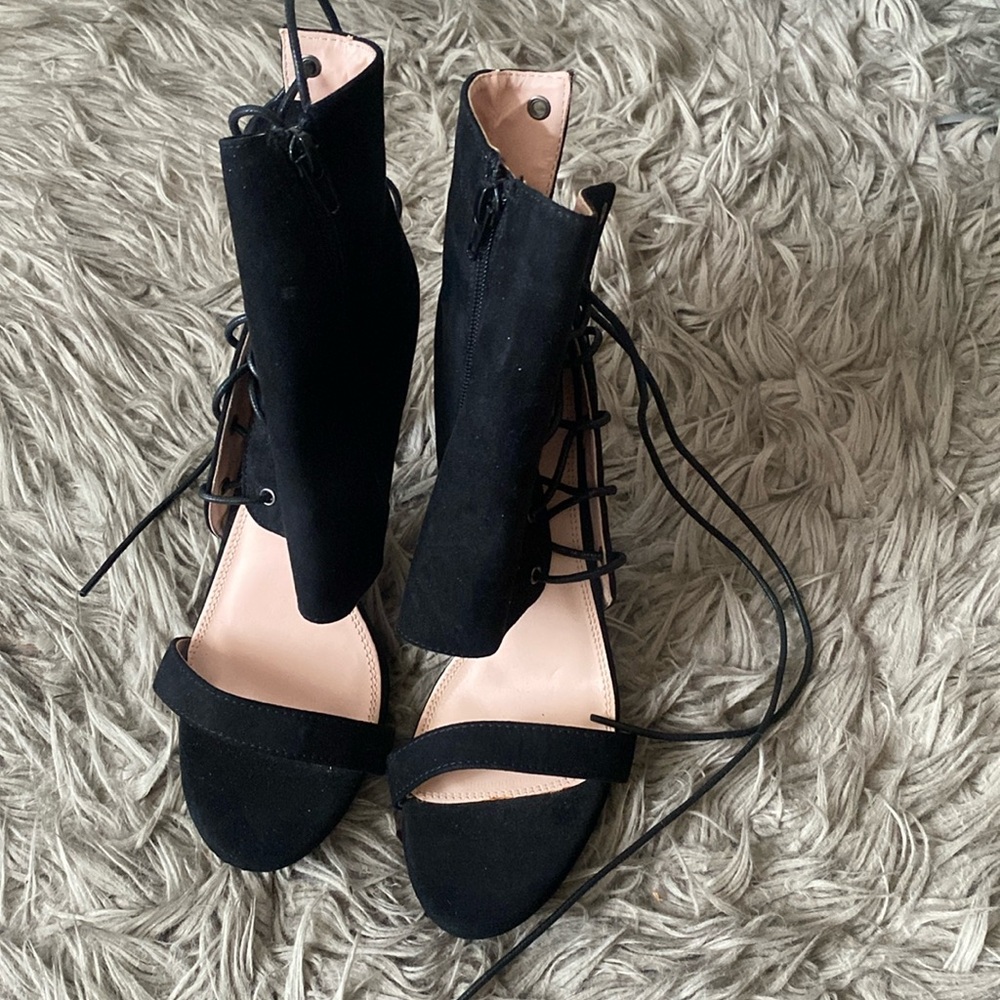 Black Gladiator Open Toe Heels